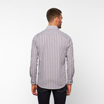 Shadow Stripe Button-Down Shirt // Black + Purple (M)