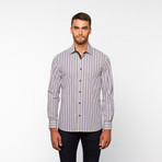 Shadow Stripe Button-Down Shirt // Black + Purple (M)