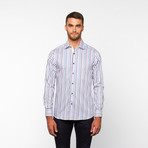 Striped Button-Up Shirt // Blue + Purple + White (S)