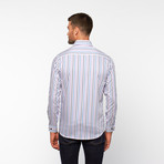 Striped Button-Up Shirt // Blue + Purple + White (S)