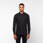 Button-Up Shirt // Navy Blue Plaid (S)