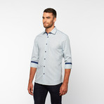 Micro Stripe Button-Down Shirt // Green + Blue (XL)