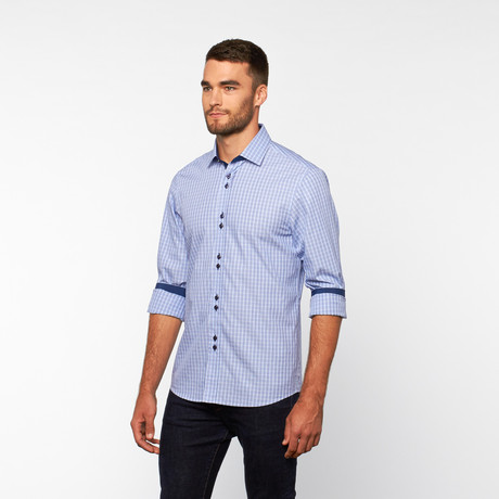 Micro Plaid Button-Down Shirt // Blue (S)