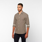 Checkered Button-Up Shirt // Brown (L)