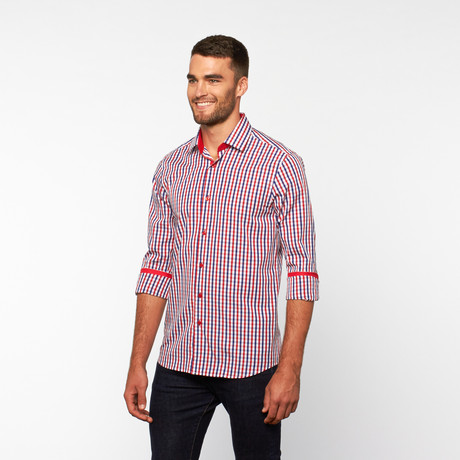 Dolce Guava // Button-Up Shirt // Red, White + Blue (S)