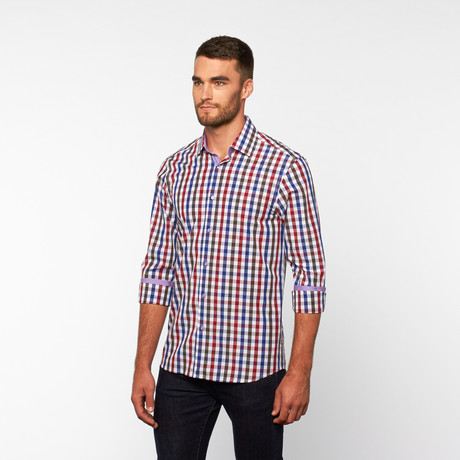 Checkered Button-Up Shirt // Red (S)