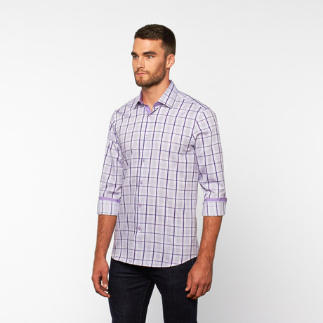 Glen Plaid Button-Down Shirt // Purple (S)