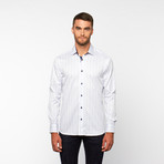 Striped Button-Up Shirt // White + Light Blue (S)