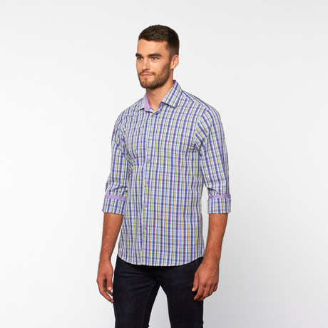 Shadow Plaid Button-Down Shirt // Purple (S)