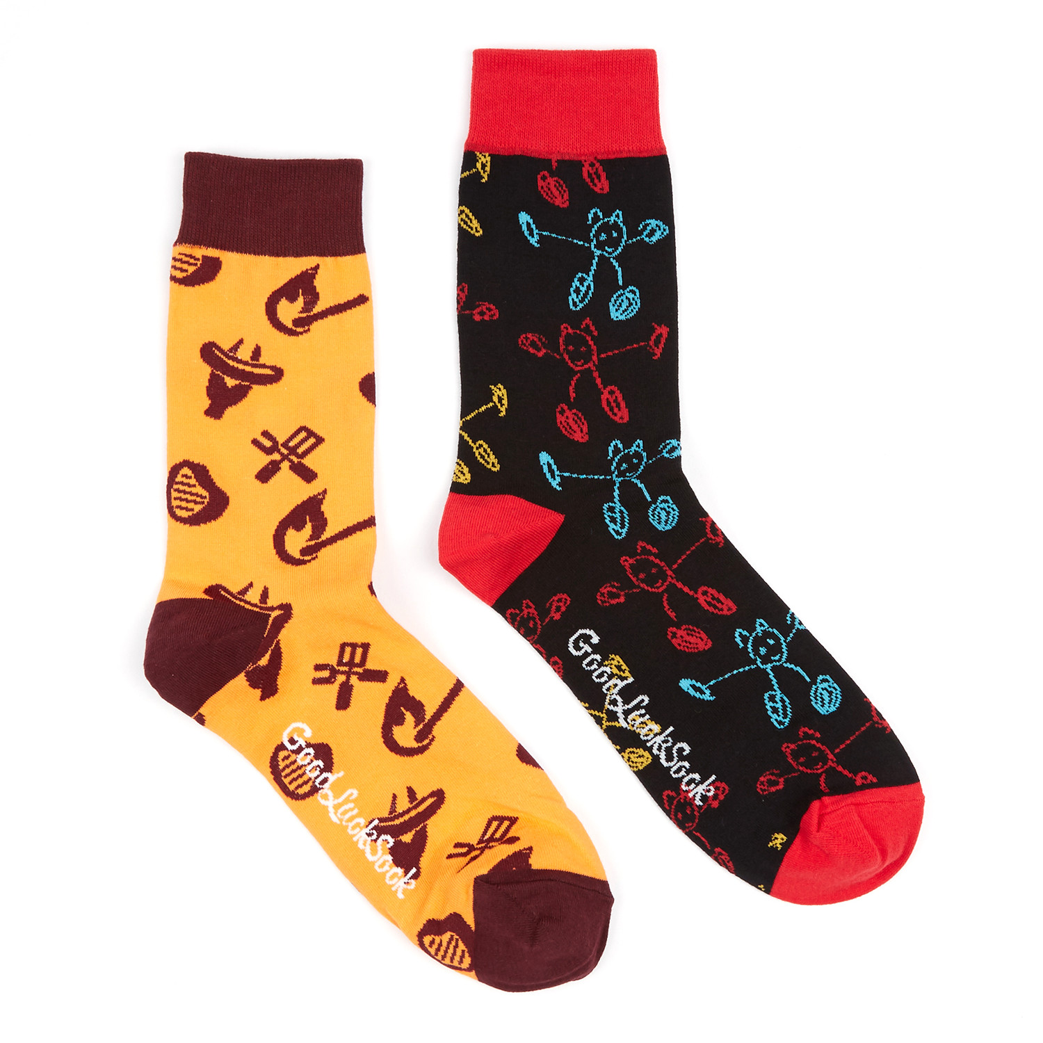 Sketchy Barbecue Socks // Pack of 2 - Good Luck Sock - Touch of Modern
