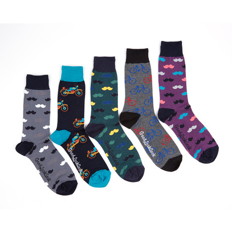 Moustache Ride Socks // Pack of 5