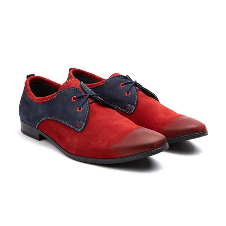 Suede Two-Tone Derby // Red + Navy (Euro: 40)