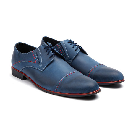 Cap-Toe Contrast Stitched Oxford // Blue (Euro: 40)