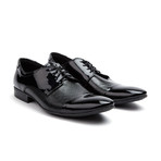 Patent + Textured Cap-Toe Derby // Black (Euro: 41)