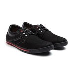 Suede Sneaker // Black, Grey + Red (Euro: 45)