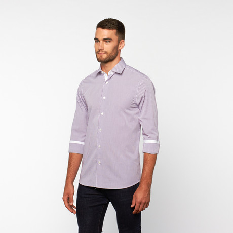 Micro Ginghaml Button-Down Shirt // Purple (S)