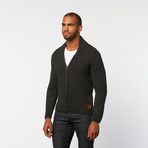 Textured Knit Zip-Up Sweater // Anthracite (S)