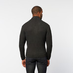 Textured Knit Zip-Up Sweater // Anthracite (L)