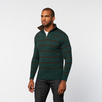 Timeout // Half-Zip Pullover Sweater // Deep Forest Stripe (M)