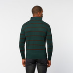 Timeout // Half-Zip Pullover Sweater // Deep Forest Stripe (XL)