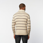 Timeout // Half-Zip Pullover Sweater // Light Stone Stripe (M)