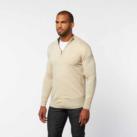 Half-Zip Pullover Sweater // Light Stone Melange (S)