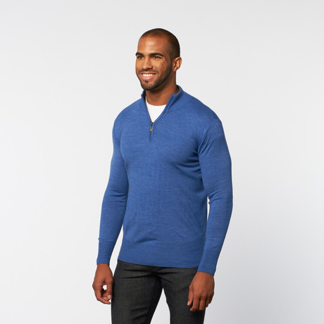 Half-Zip Pullover Sweater // True Blue Melange (S)