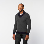 Timeout // Shawl Collar Textured Pullover Sweater // Navy (L)