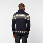 Timeout // Shawl Collar Pullover Sweater // Navy (XL)