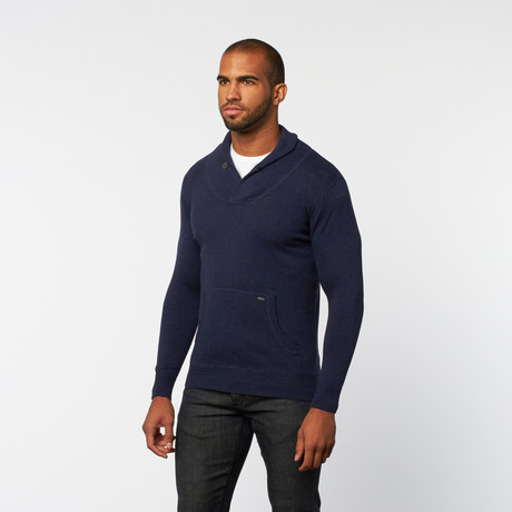 Timeout // Shawl Collar Pullover Sweater // Navy Melange (S)
