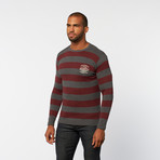 Santa Cruz Pullover Sweater // Moist Concret Melange + Wine Stripe (L)