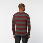 Santa Cruz Pullover Sweater // Moist Concret Melange + Wine Stripe (M)