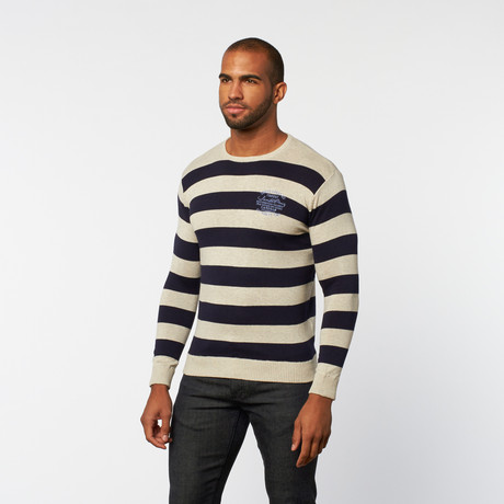 Santa Cruz Pullover Sweater // Light Stone Melange Stripe (S)