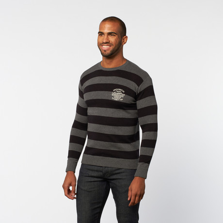 Santa Cruz Pullover Sweater // Moist Concrete Melange + Black Stripe (S)