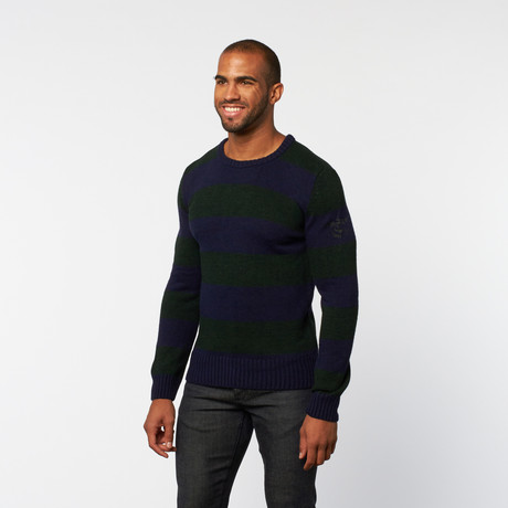 Pullover Sweater // Green Stripe (S)