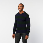 Pullover Sweater // Green Stripe (M)
