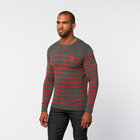 Pullover Sweater // Dark Grey Melange Stripe (XL)