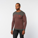 Pullover Sweater // Dark Grey Melange Stripe (L)