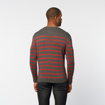Pullover Sweater // Dark Grey Melange Stripe (L)
