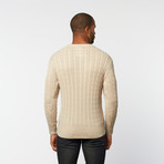 Cable Knit Pullover Sweater // Light Stone (M)