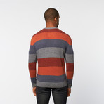 Wool Blend Pullover Sweater // Blue Melange Stripe (XL)