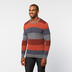 Wool Blend Pullover Sweater // Blue Melange Stripe (L)