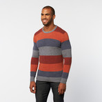 Wool Blend Pullover Sweater // Blue Melange Stripe (S)