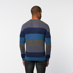 Wool Blend Pullover Sweater // Navy Melange Stripe (S)
