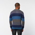 Wool Blend Pullover Sweater // Navy Melange Stripe (M)