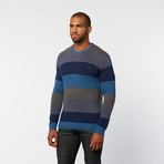 Wool Blend Pullover Sweater // Navy Melange Stripe (M)
