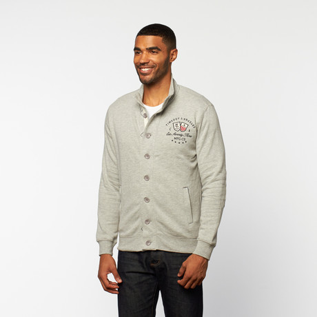 Button-Up Sweatshirt // Light Grey Melange (M)