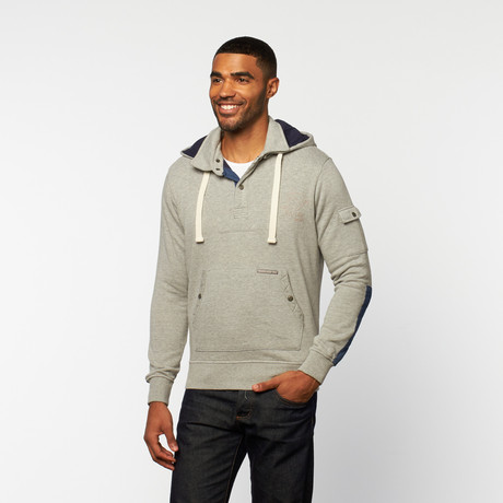 Quilted Henley Hoodie // Grey Melange (S)