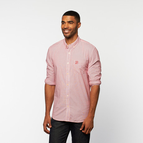 Button-Down // Cardinal Red Micro Stripe (S)
