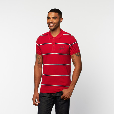 Short-Sleeve Polo // Dark Red Stripe (S)